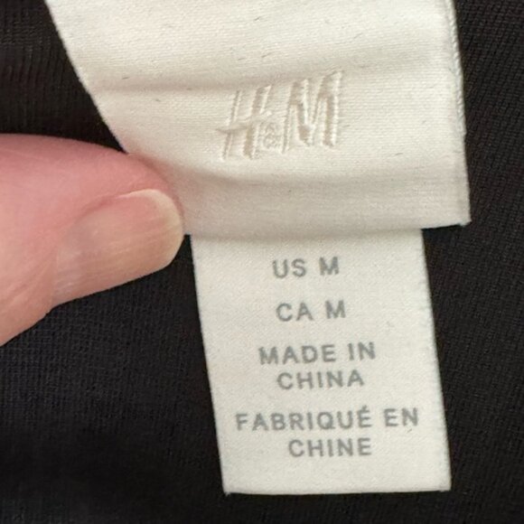 H&M Black Velour-Like Short Sleeve Shift Dress with Silver Polka Dot Detail. M - Picture 5 of 6